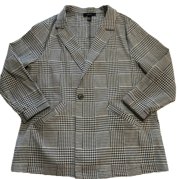 Forever 21 Blazer Women 2X Black White Houndstooth Work Suit Jacket plus size - Picture 7 of 8